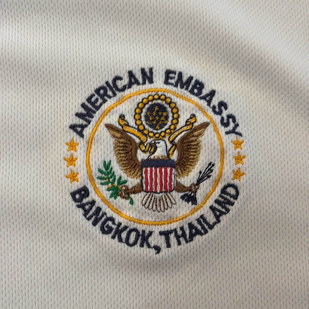 American Embassy Bangkok Thailand L polo three button shirt. - Picture 2 of 3
